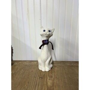 Vintage MCM Tall White Cat Figurine Statue  Retro Feline